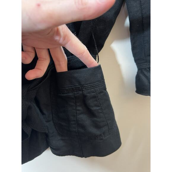 White House Black Market Women's Linen Blend Blouse Size S 6 Ruffle Dark Cottage - Picture 6 of 9